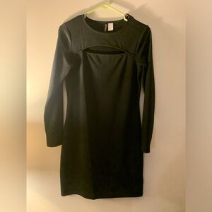 Black long sleeve knee length dress
